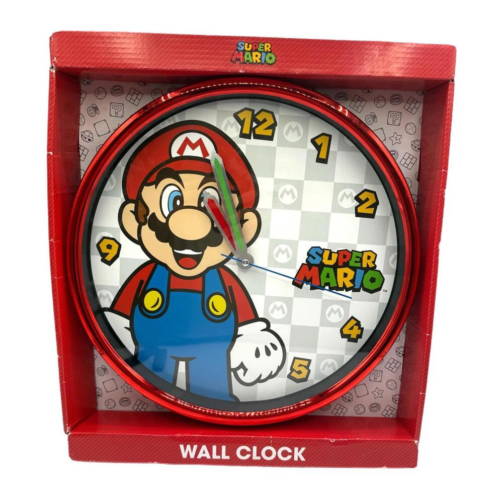 NEW Super Mario Bros. 13.75” Analog Red Wall Clock